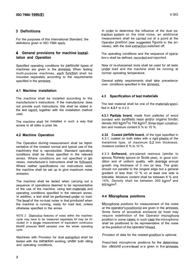 ISO 7960:1995 ISO 7960:1995 - Airborne noise emitted by machine tools -- Operating conditions for woodworking machines - Page 4 preview