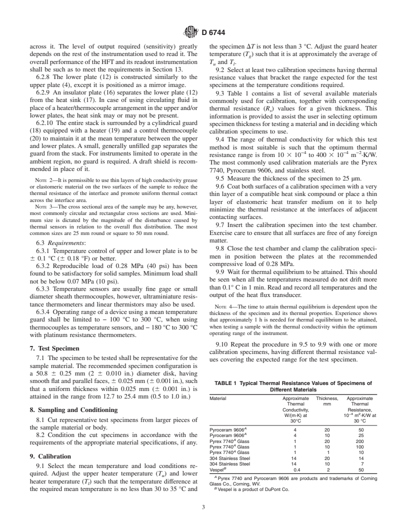 ASTM D6744-01 - Standard Test Method for Determination of the Thermal Conductivity of Anode Carbons by the Guarded Heat Flow Meter Technique