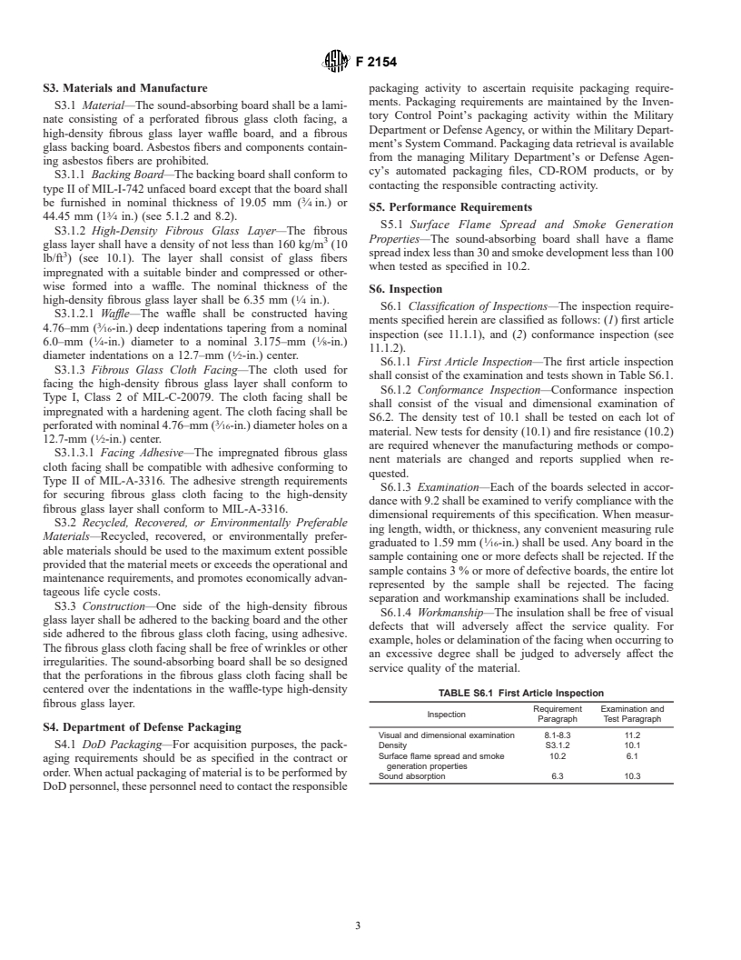 ASTM F2154-01 - Standard Specification for Sound-Absorbing Board, Fibrous Glass, Perforated Fibrous Glass Cloth Faced