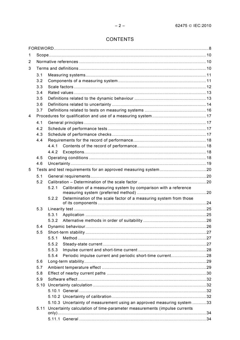 IEC 62475:2010 IEC 62475:2010 - High-current test techniques - Definitions and requirements for test currents and measuring systems - Page 4 preview
