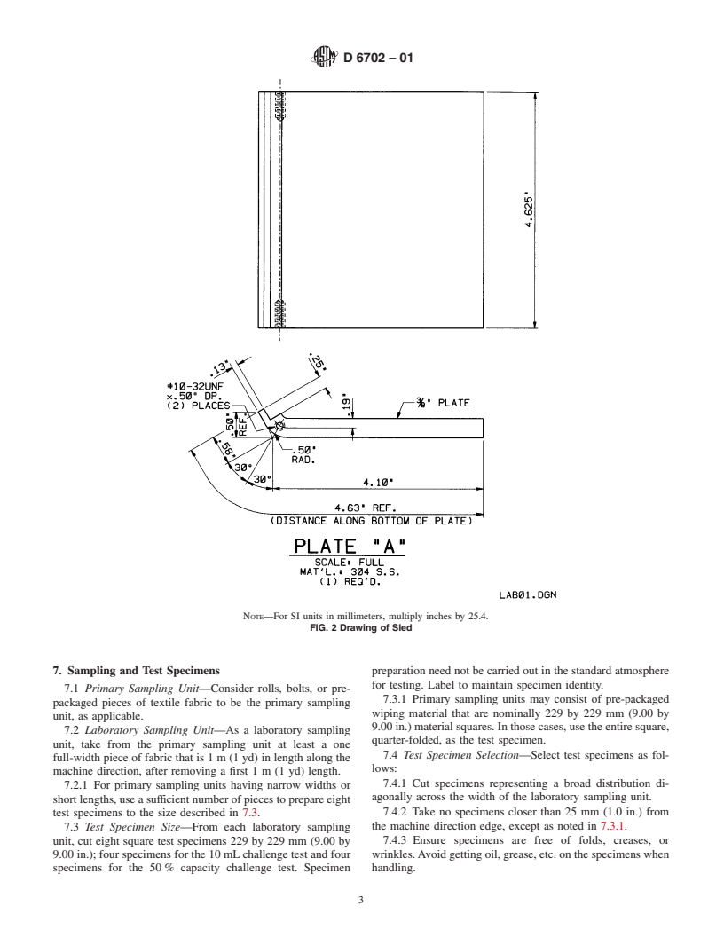 ASTM D6702-01 - Standard Test Method for Determining the Dynamic Wiping Efficiency of Nonwoven Fabrics Not Used in Cleanrooms (Withdrawn 2008)