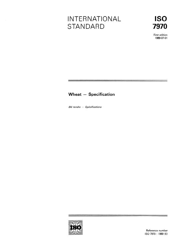 ISO 7970:1989 - Wheat -- Specification