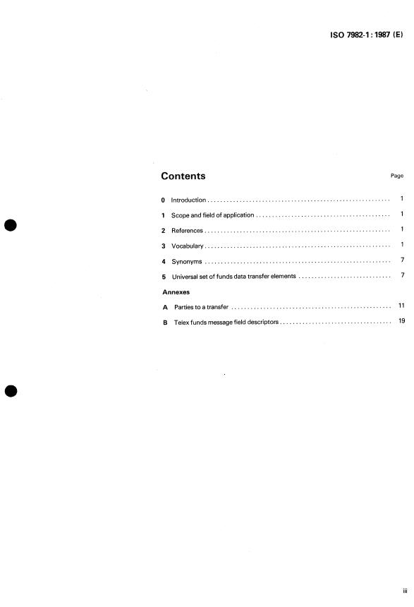 ISO 7982-1:1987 ISO 7982-1:1987 - Bank telecommunication -- Funds transfer messages - Page 3 preview
