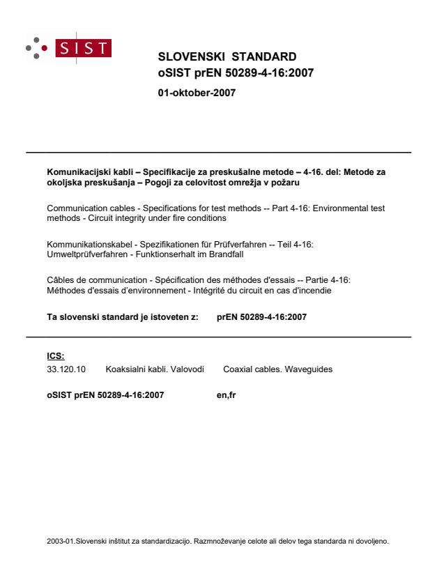 prEN 50289-4-16:2007