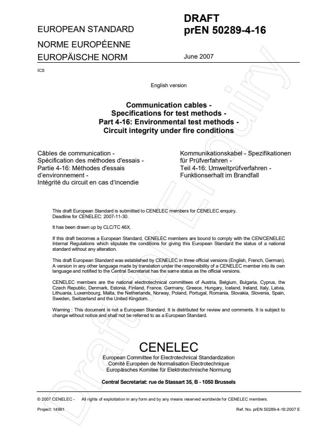 prEN 50289-4-16:2007