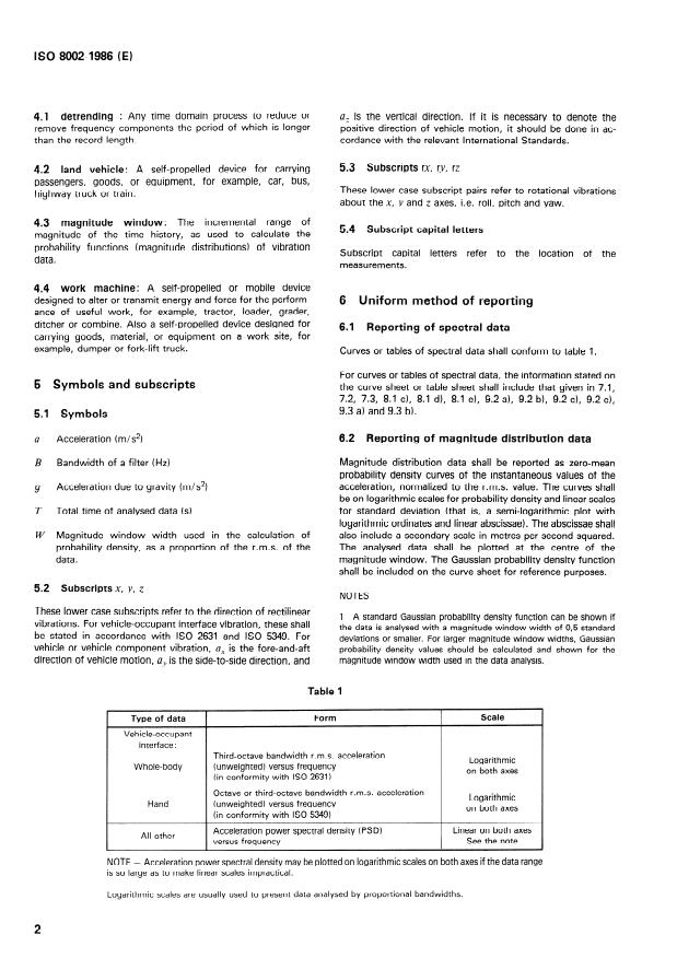ISO 8002:1986 ISO 8002:1986 - Mechanical vibrations -- Land vehicles -- Method for reporting measured data - Page 4 preview