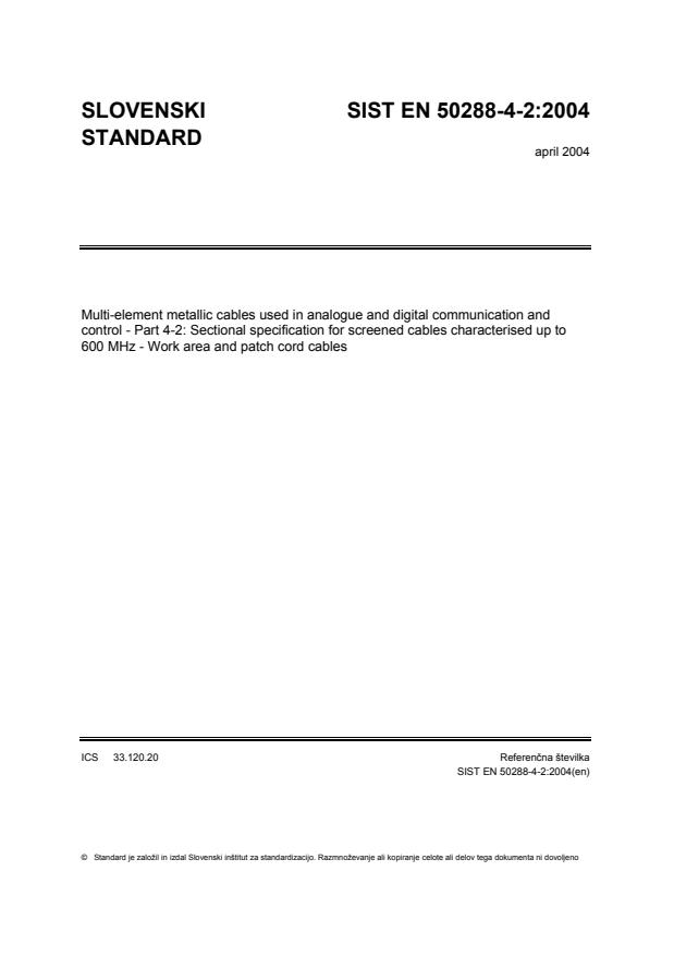 En 502 4 2 03 Multi Element Metallic Cables Used In Analogue And Digital Communication And
