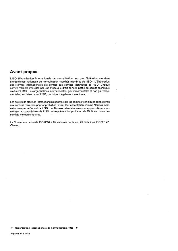 ISO 8006:1985 ISO 8006:1985 - Produits carbonés utilisés pour la production de l'aluminium -- Brai pour électrodes -- Détermination du taux de cendres - Page 2 preview