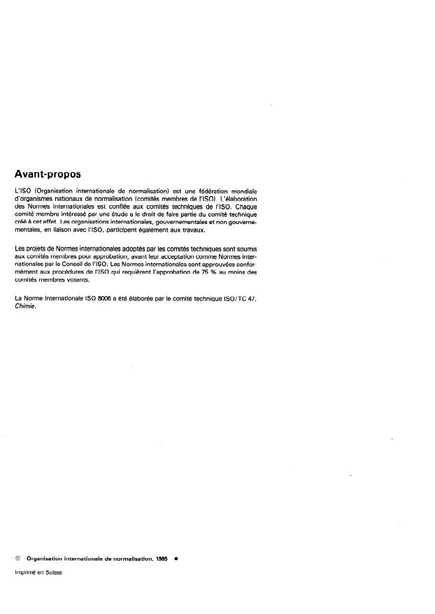 ISO 8006:1985 ISO 8006:1985 - Produits carbonés utilisés pour la production de l'aluminium -- Brai pour électrodes -- Détermination du taux de cendres - Page 2 preview