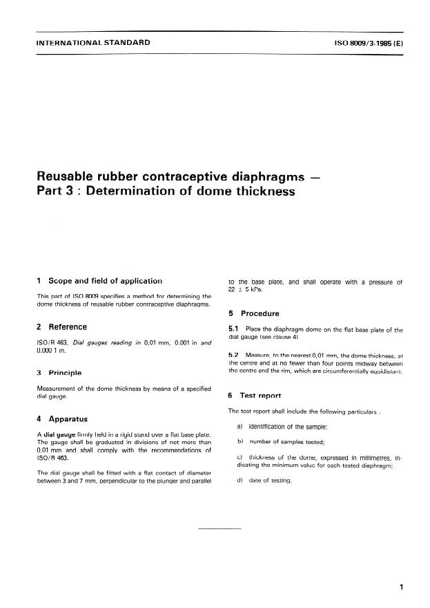 ISO 8009-3:1985 - Reusable rubber contraceptive diaphragms