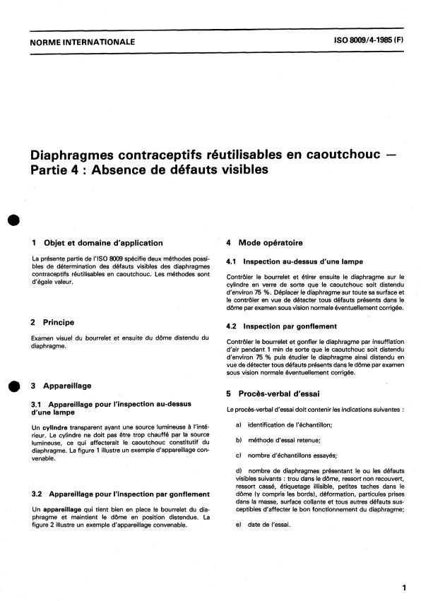 ISO 8009-4:1985 - Diaphragmes contraceptifs réutilisables en caoutchouc