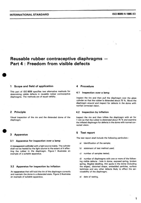 ISO 8009-4:1985 - Reusable rubber contraceptive diaphragms
