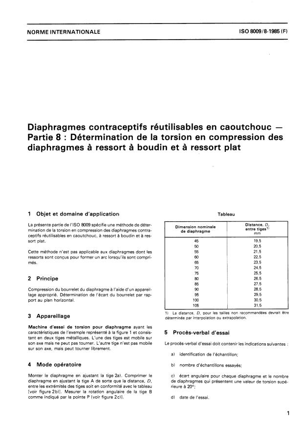ISO 8009-8:1985 - Diaphragmes contraceptifs réutilisables en caoutchouc