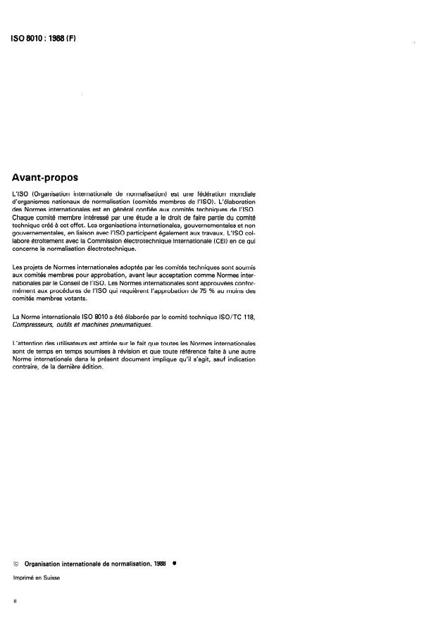 ISO 8010:1988 ISO 8010:1988 - Compresseurs pour l'industrie de procédé -- Types a vis et connexes -- Spécifications et feuilles de données pour la conception et la construction - Page 2 preview