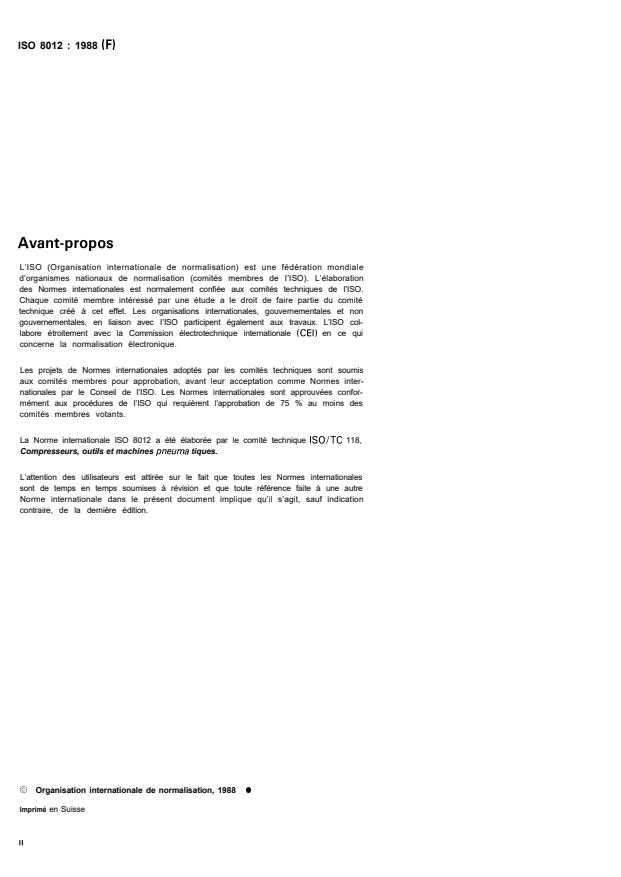 ISO 8012:1988 ISO 8012:1988 - Compresseurs pour l'industrie de procédé -- Types alternatifs -- Spécifications et feuilles de données pour la conception et la construction - Page 2 preview