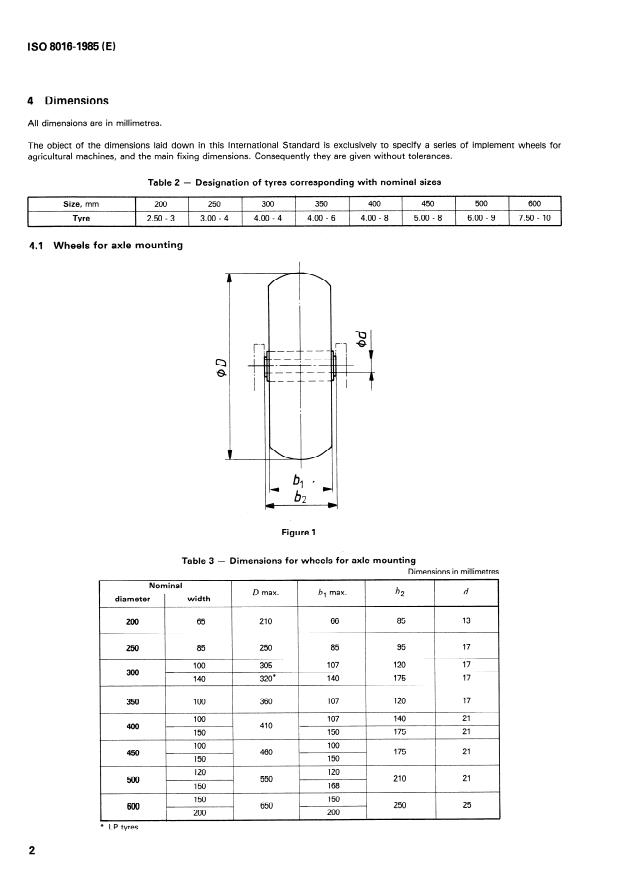 ISO 8016:1985 ISO 8016:1985 - Machinery for agriculture -- Wheels with integral hub - Page 4 preview