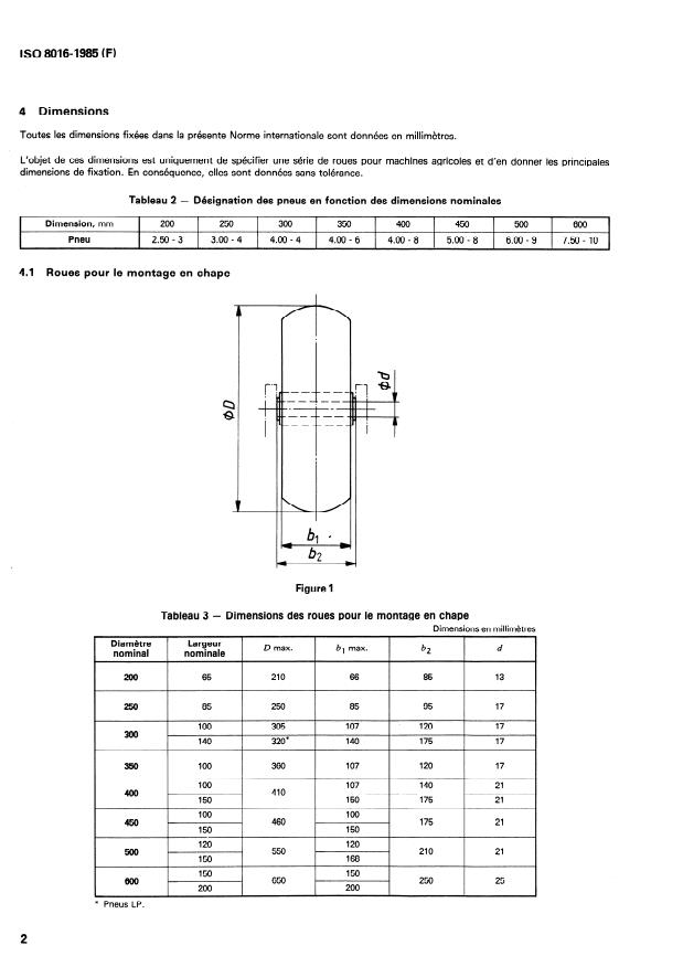 ISO 8016:1985 ISO 8016:1985 - Machines agricoles -- Roues a moyeu intégré - Page 4 preview
