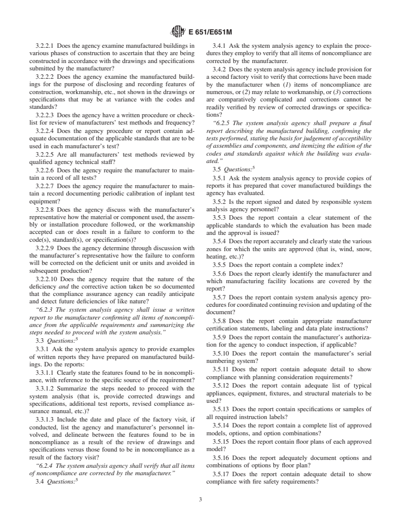 ASTM E651/E651M-01 - Standard Practice for Evaluating Capabilities of Agencies Involved in System Analysis and Compliance Assurance for Manufactured Building