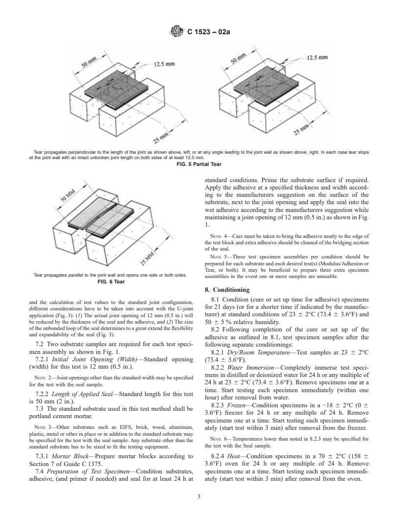 ASTM C1523-02a - Standard Test Method for Determining Modulus, Tear and Adhesion Properties of Precured Elastomeric Joint Sealants