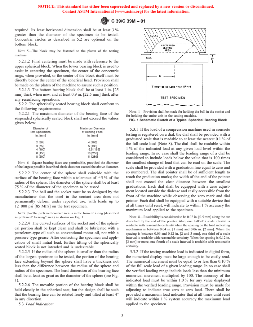 ASTM C39/C39M-01 - Standard Test Method for Compressive Strength of Cylindrical Concrete Specimens