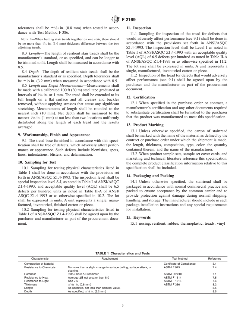 ASTM F2169-02 - Standard Specification for Resilient Stair Treads