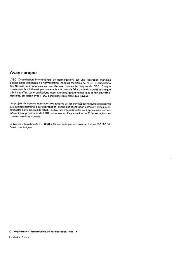 ISO 8048:1984 ISO 8048:1984 - Dessins techniques -- Dessins de construction -- Représentation des vues, des sections et des coupes - Page 2 preview