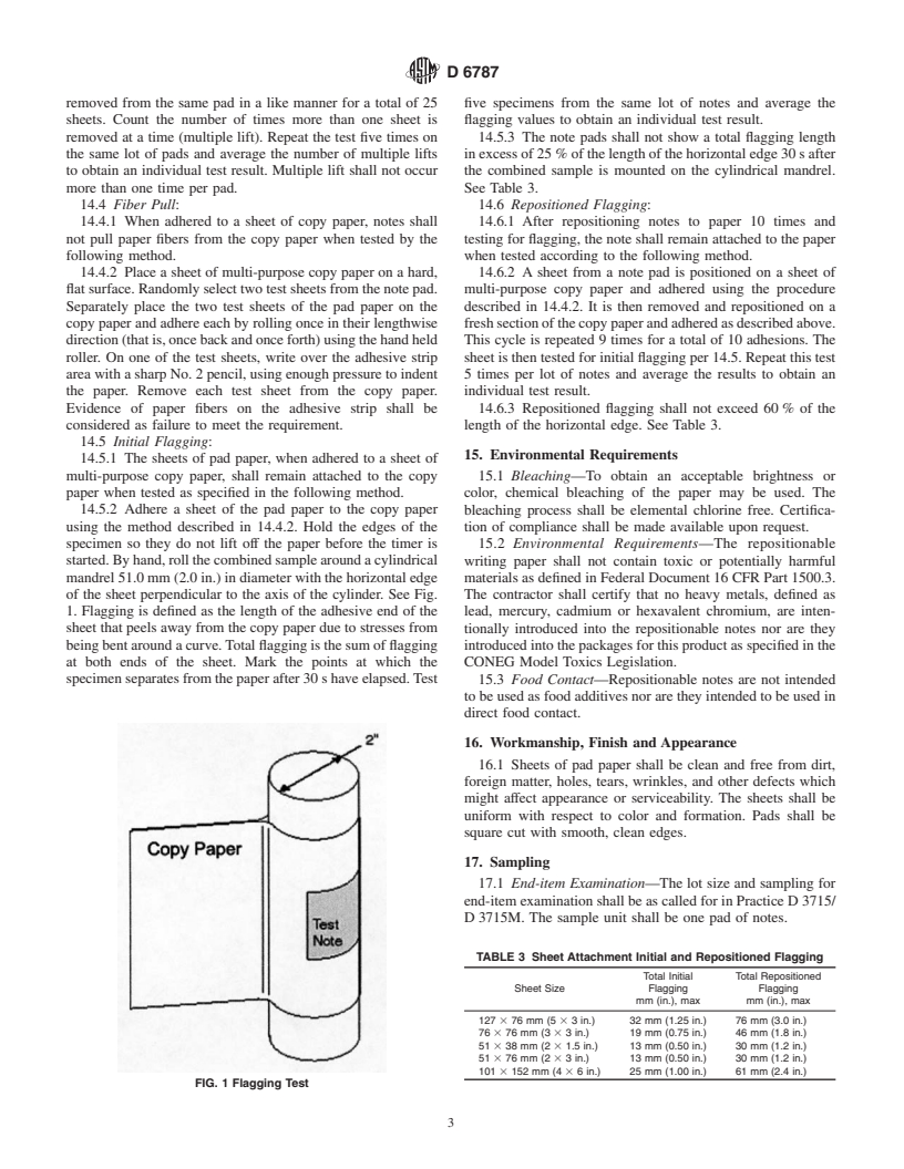 ASTM D6787-02 - Standard Specification for Repositionable Note Pad