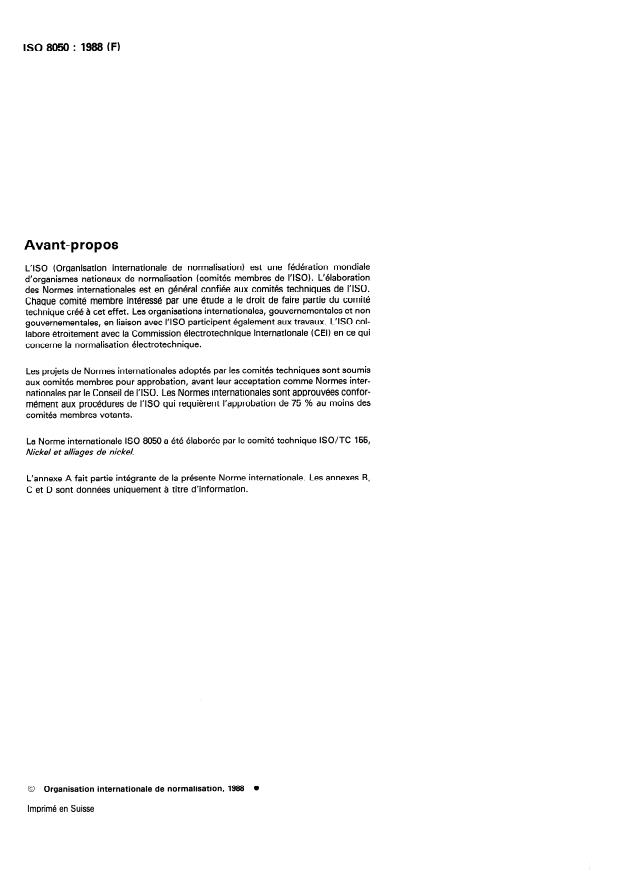 SIST ISO 8050:1997 ISO 8050:1988 - Ferro-nickel en lingots ou en morceaux -- Échantillonnage pour analyse - Page 2 preview