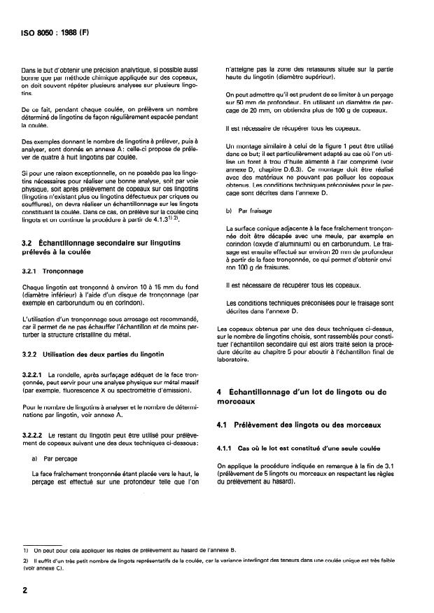 SIST ISO 8050:1997 ISO 8050:1988 - Ferro-nickel en lingots ou en morceaux -- Échantillonnage pour analyse - Page 4 preview