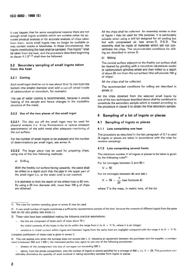 SIST ISO 8050:1997 ISO 8050:1988 - Ferronickel ingots or pieces -- Sampling for analysis - Page 4 preview