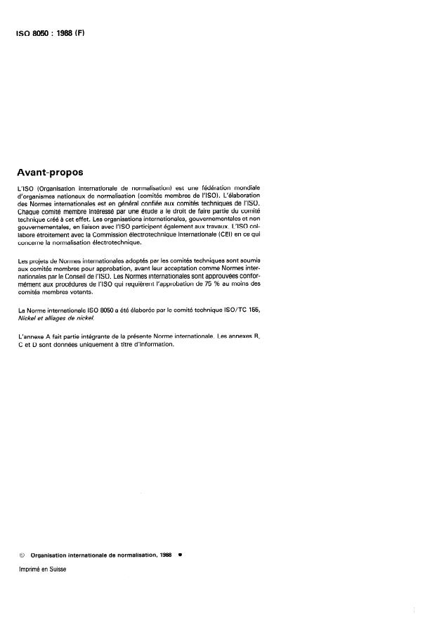 SIST ISO 8050:1997 ISO 8050:1988 - Ferro-nickel en lingots ou en morceaux -- Échantillonnage pour analyse - Page 2 preview