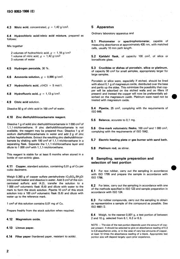 ISO 8053:1986 ISO 8053:1986 - Rubber and latex -- Determination of copper content -- Photometric method - Page 4 preview