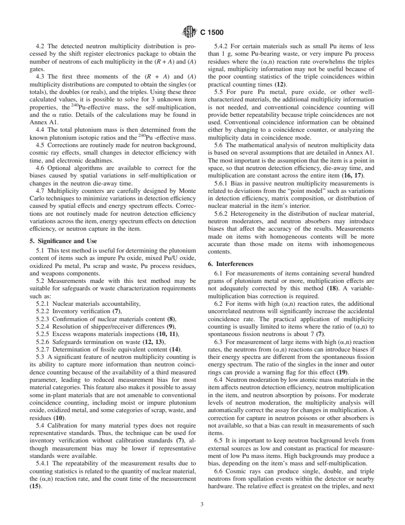 ASTM C1500-02 - Standard Test Method for Nondestructive Assay of Plutonium by Passive Neutron Multiplicity Counting