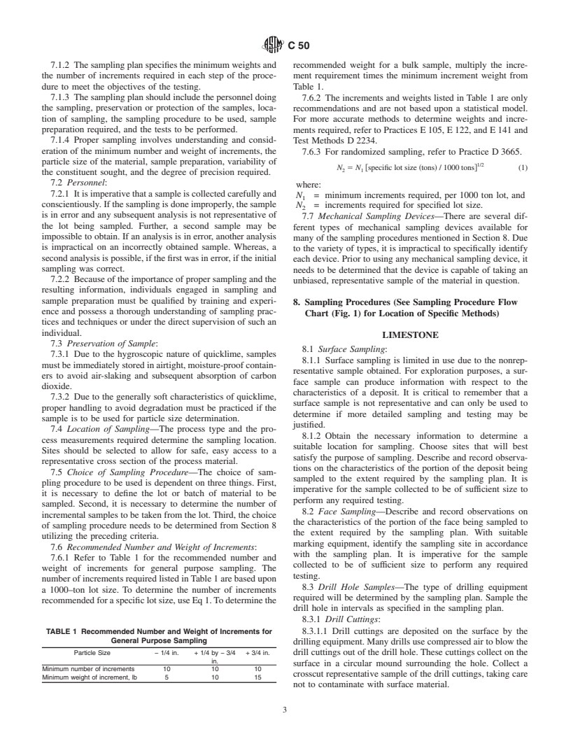 ASTM C50-00 - Standard Practice for Sampling, Sample Preparation, Packaging, and Marking of Lime and Limestone Products