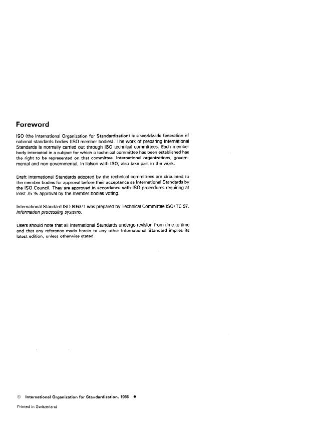 ISO 8063-1:1986 ISO 8063-1:1986 - Information processing -- Data interchange on 6,30 mm (0.25 in) wide magnetic tape cartridge using IMFM recording at 252 ftpmm (6 400 ftpi) - Page 2 preview