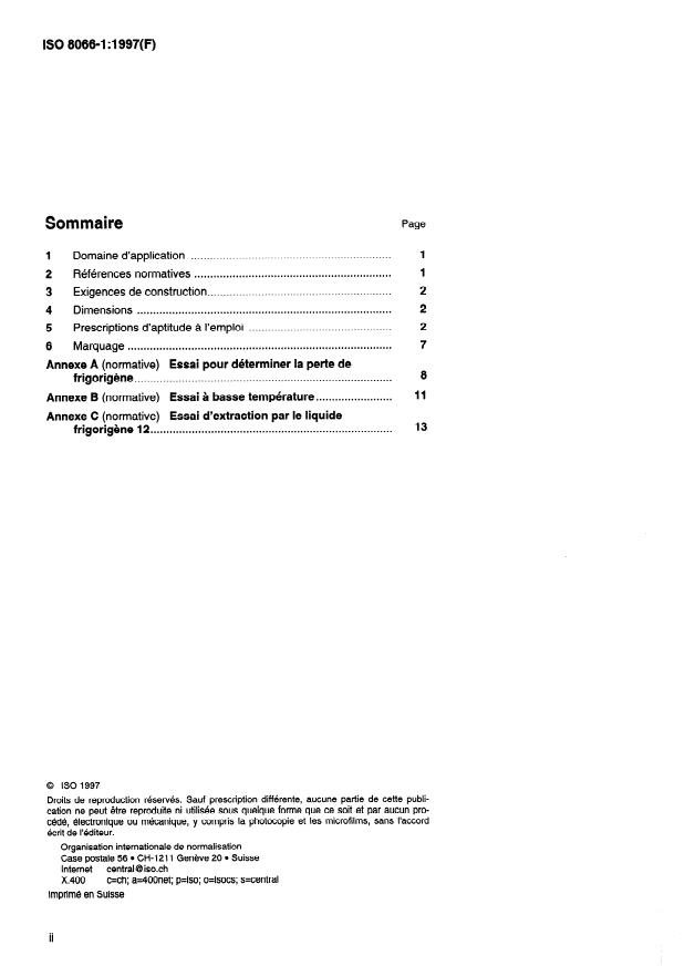 ISO 8066-1:1997 ISO 8066-1:1997 - Tuyaux et flexibles en caoutchouc et en plastique pour climatisation des automobiles -- Spécifications - Page 2 preview