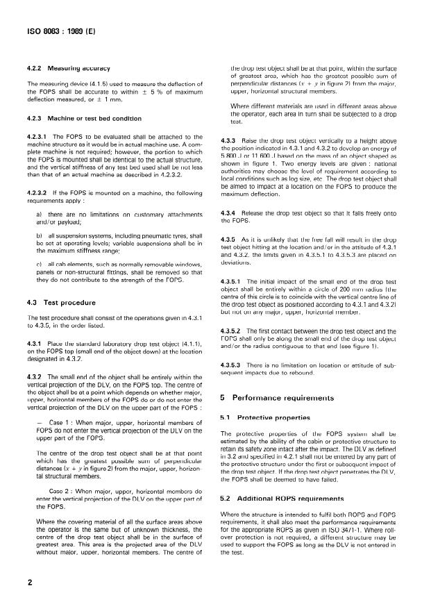ISO 8083:1989 ISO 8083:1989 - Machinery for forestry -- Falling-object protective structures -- Laboratory tests and performance requirements - Page 4 preview