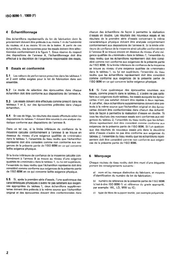 ISO 8096-1:1989 ISO 8096-1:1989 - Supports textiles revetus de caoutchouc ou de plastique pour vetements imperméables a l'eau -- Spécifications - Page 4 preview