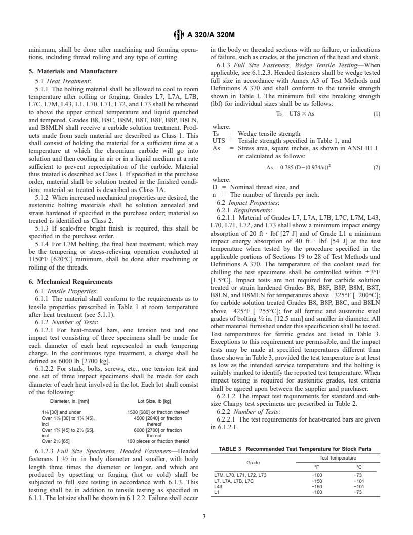 ASTM A320/A320M-01 - Standard Specification for Alloy/Steel Bolting Materials for Low-Temperature Service