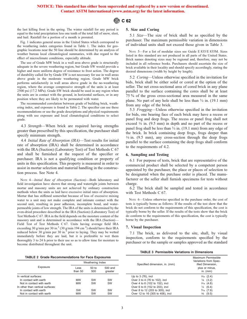 ASTM C62-01 - Standard Specification for Building Brick (Solid Masonry Units Made From Clay or Shale)