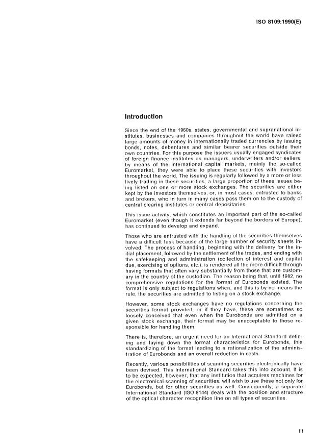ISO 8109:1990 - Banking and related financial services -- Securities -- Format of Eurobonds