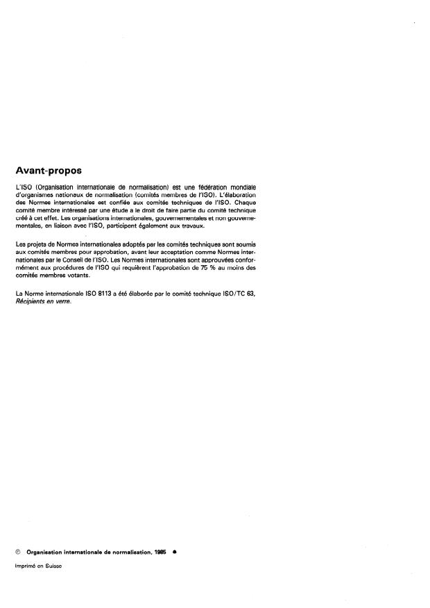 ISO 8113:1985 ISO 8113:1985 - Récipients en verre -- Résistance a la charge verticale -- Méthode d'essai - Page 2 preview