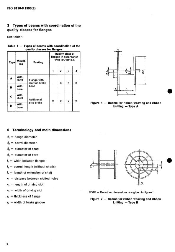 ISO 8116-6:1990 ISO 8116-6:1990 - Textile machinery and accessories -- Beams for winding - Page 4 preview