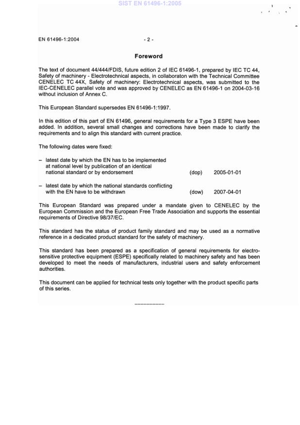 EN 61496-1:2004 EN 61496-1:2005 - Page 4 preview