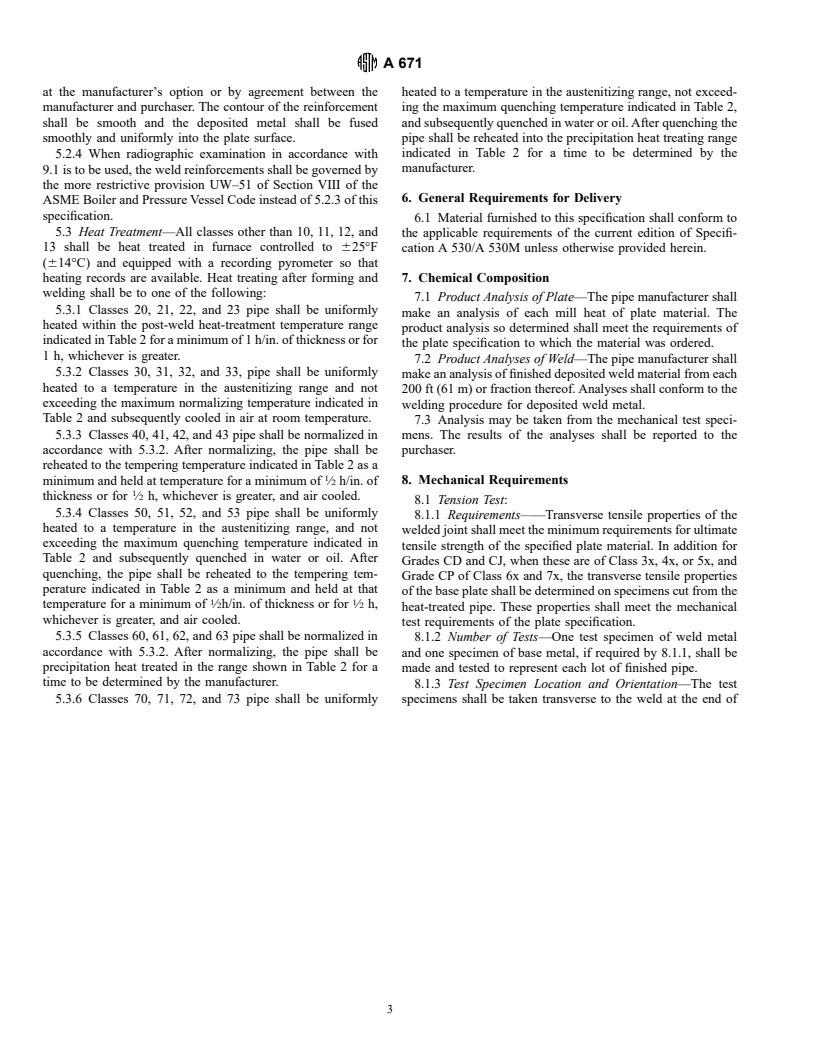 ASTM A671-96 - Standard Specification for Electric-Fusion-Welded Steel Pipe for Atmospheric and Lower Temperatures