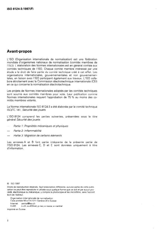 ISO 8124-3:1997 ISO 8124-3:1997 - Sécurité des jouets - Page 2 preview