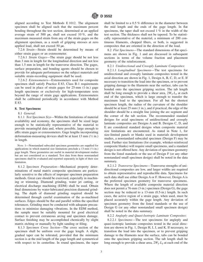 ASTM D3552-96(2002) - Test Method for Tensile Properties of Fiber Reinforced Metal Matrix Composites