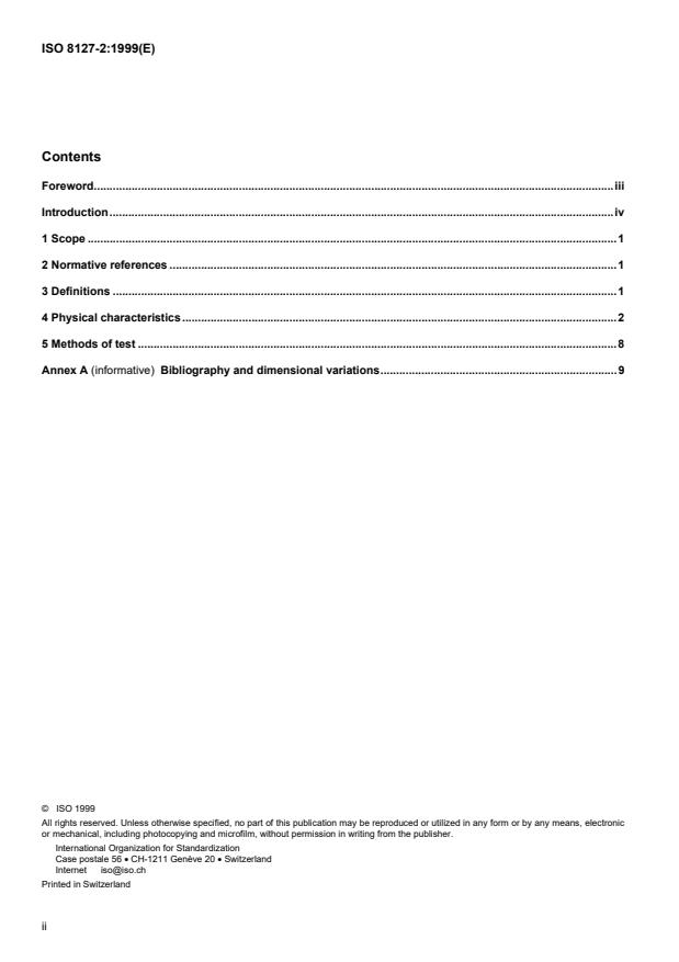 ISO 8127-2:1999 ISO 8127-2:1999 - Micrographics -- A6 size microfilm jackets - Page 2 preview