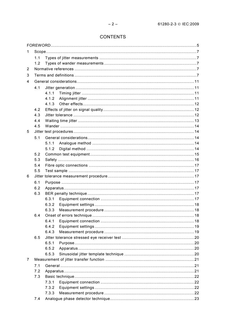 IEC 61280-2-3:2009 IEC 61280-2-3:2009 - Fibre optic communication subsystem tets procedures - Part 2-3: Digital systems - Jitter and wander measurements - Page 4 preview
