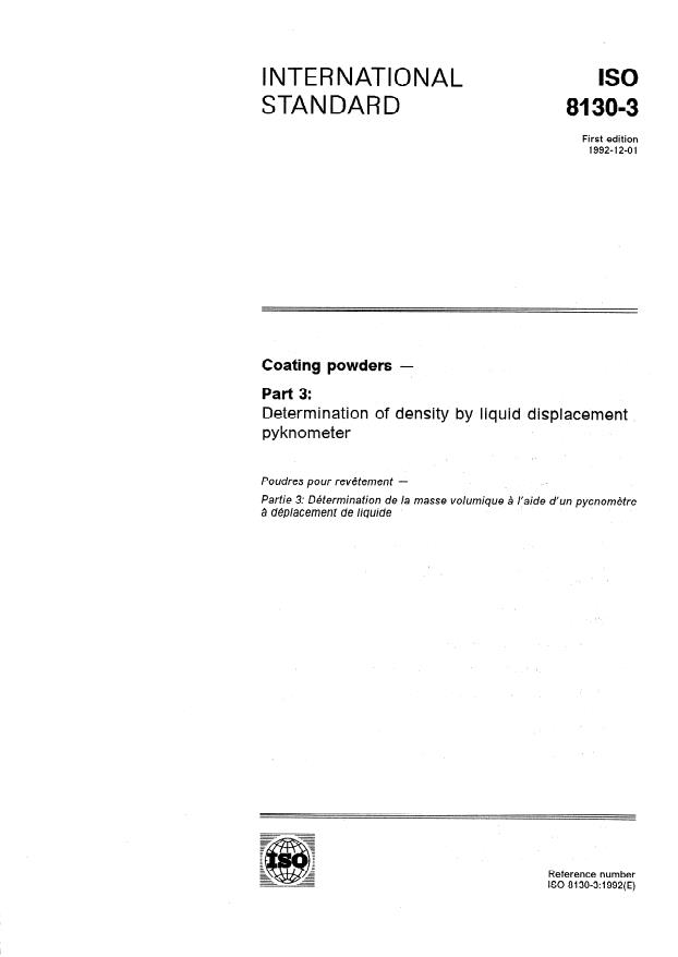ISO 8130-3:1992 - Coating powders